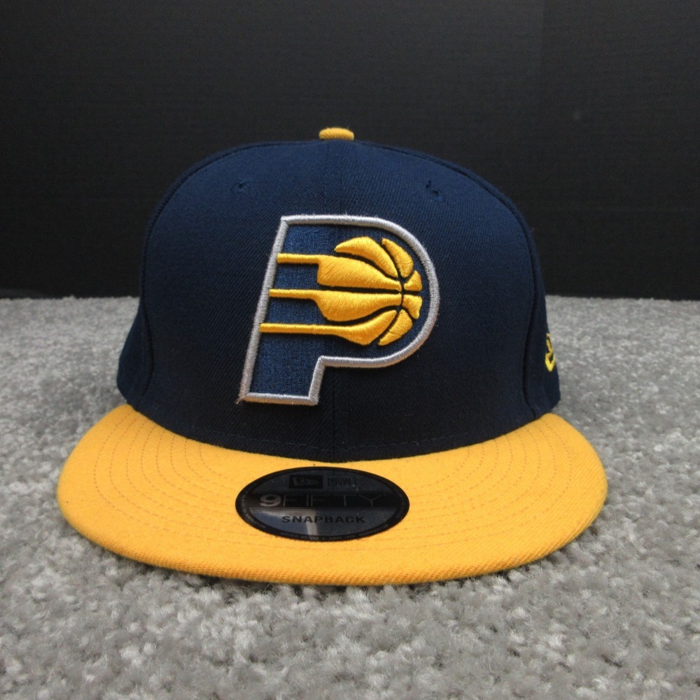 Indiana Pacers Hat Cap Mens Snap Back Blue‎ Yellow New Era 9Fifty Twill NBA Logo